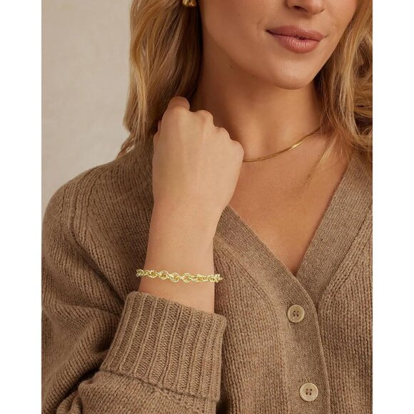 Gold 2 Italian Designer Inspired Rope Statement Chunky Bracelets for Women - Picture 2 of 5